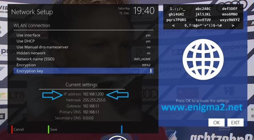 Gå til innstillinger på enigma2-enheten din og husk MAC-adressen din