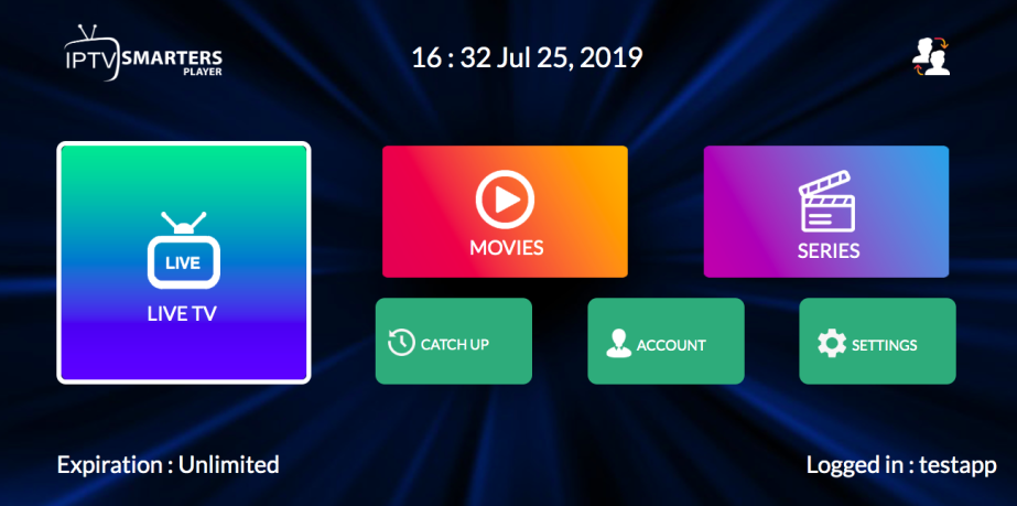 IPTV Smarters Pro-appgrensesnitt