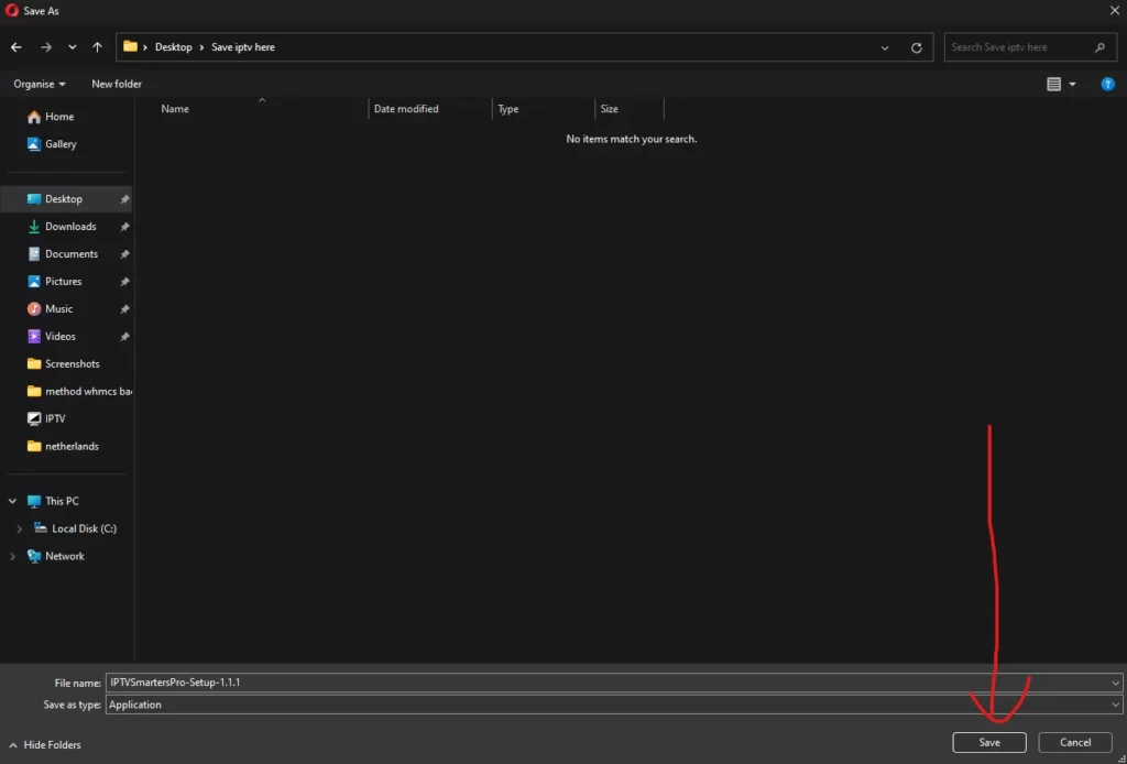 Lagre fil for iptv smarters-appen