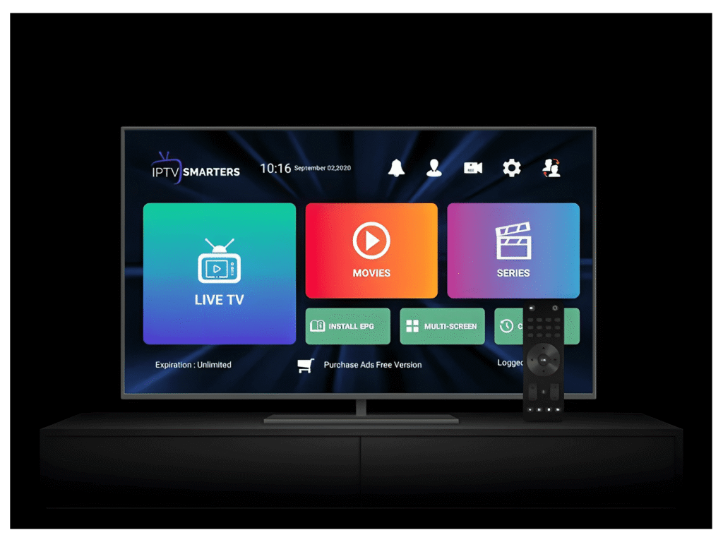 Grensesnittet til IPTV-appen IPTV smarters Pro