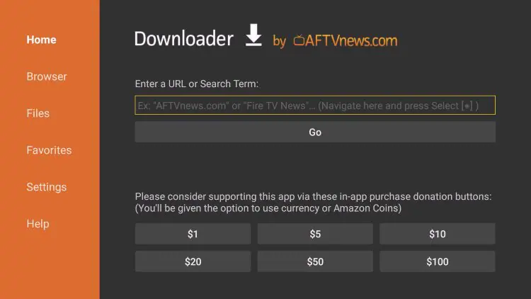Grensesnittet til «Downloader»-appen