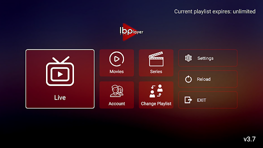 IBO Player Pro-appens grensesnitt