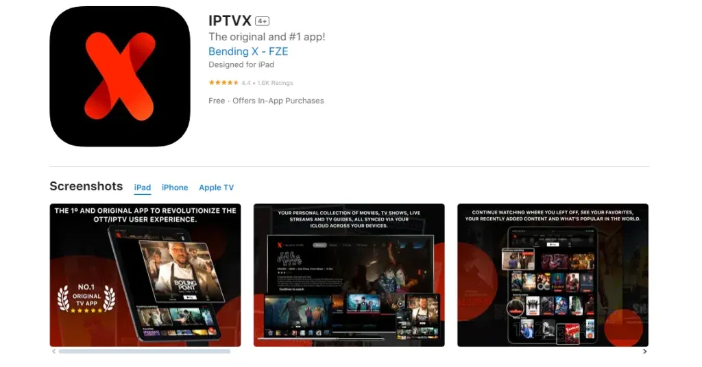 IPTVX-appen i appbutikken